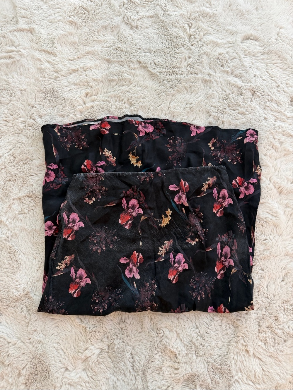 Madewell Layton Slip Midi Skirt with Pink Floral Print